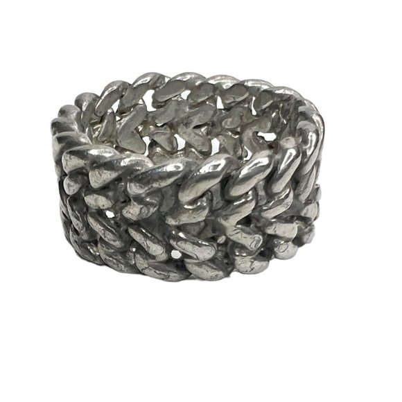 Men's Silver Tone Wide Rope Band , Size 7.5 ,  11 MM - Picture 1 of 4
